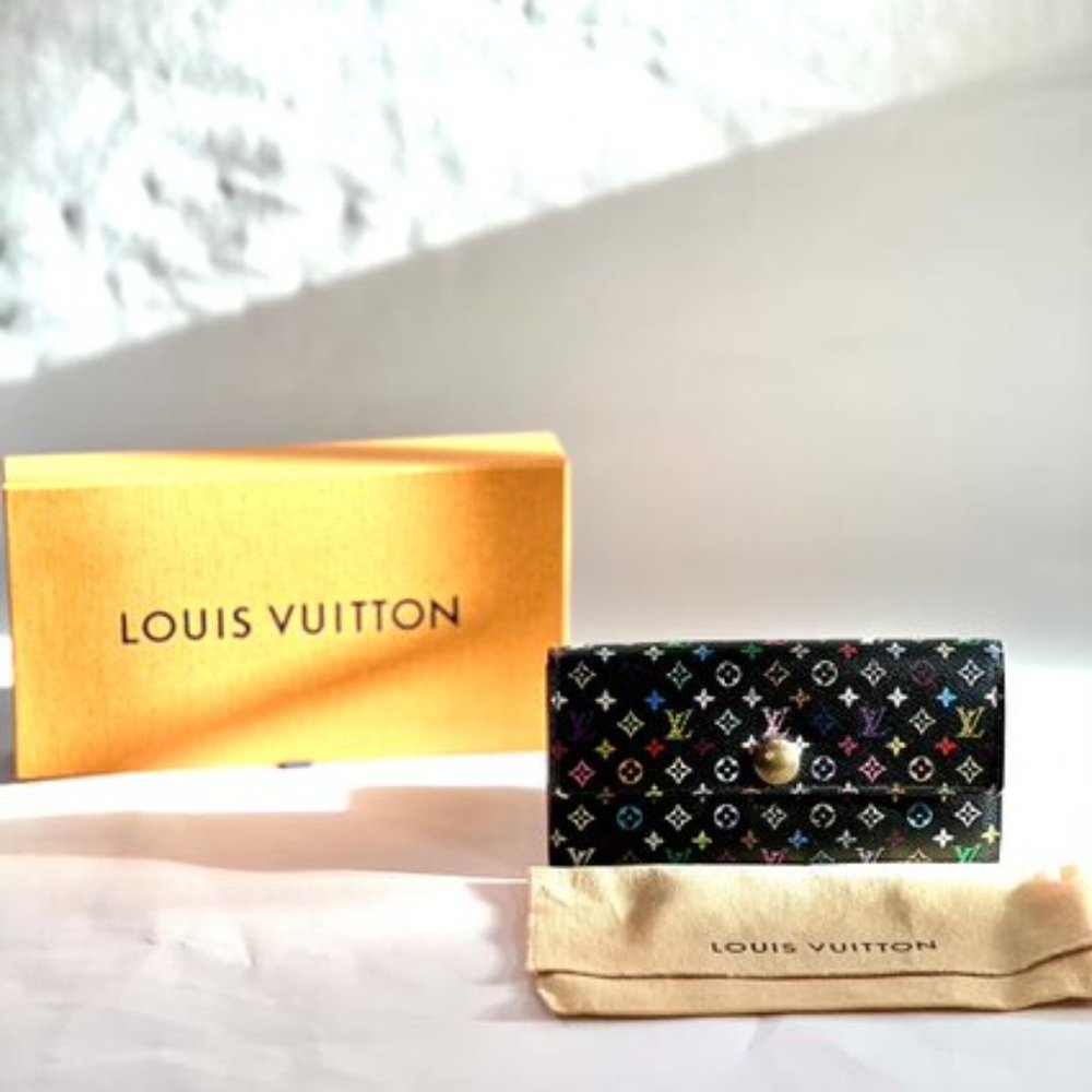 LOUIS VUITTON Multicolor Portefeuille Sarah Long Wallet in Black